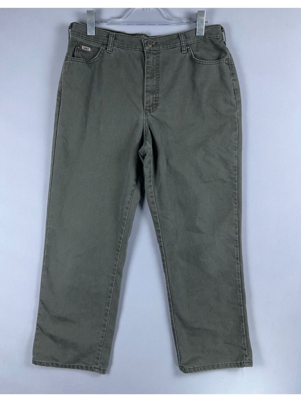 Lee Vintage Straight Leg Pants Relaxed Fit Mens Size 14 Short Olive Green Medium
